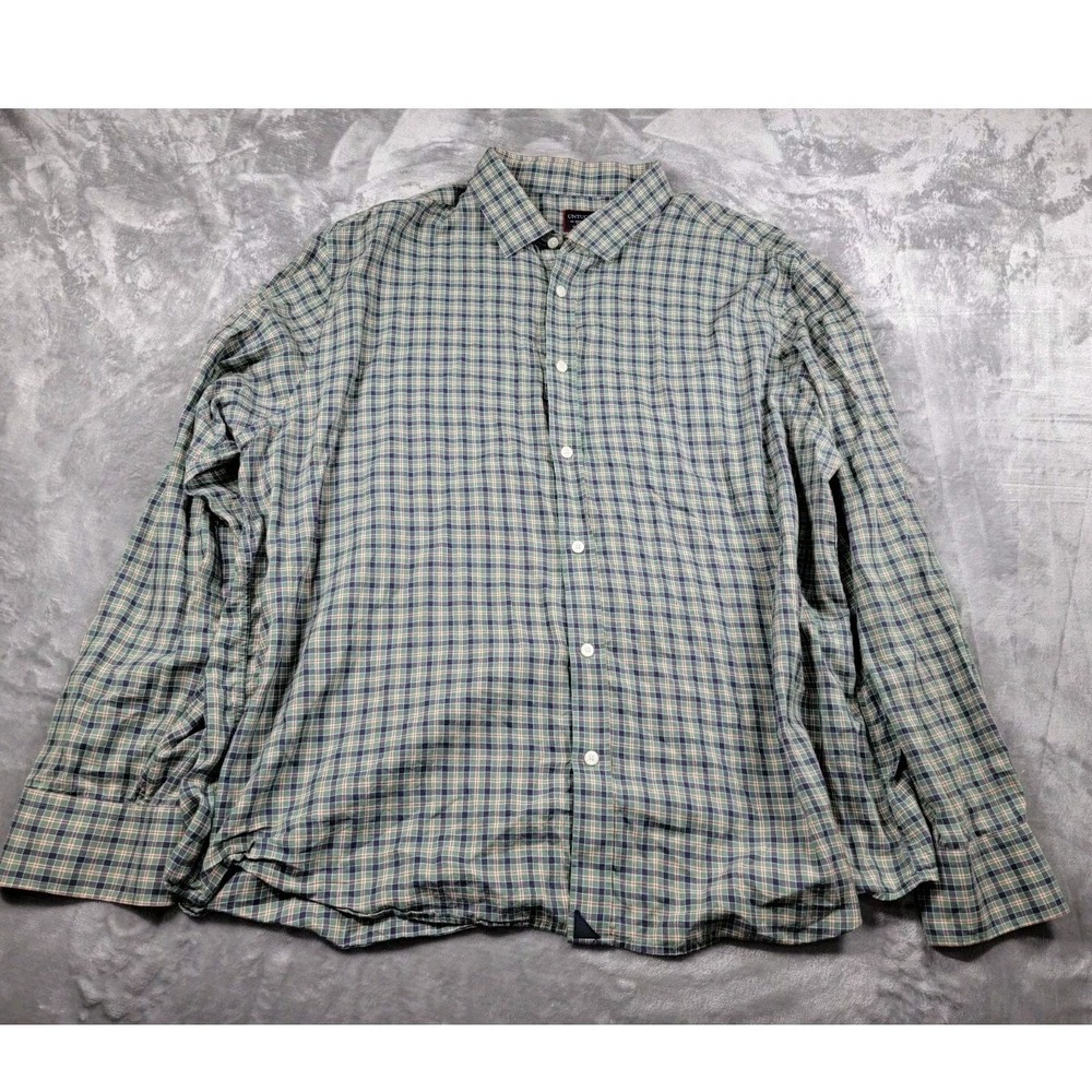 UNTUCKit Button Up Shirt Mens 3XL Green Blue‎ Orange Plaid Long Sleeve Cotton